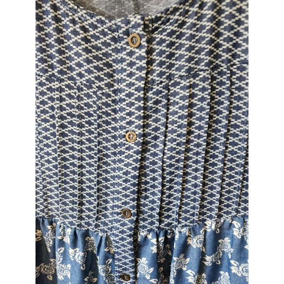 Boutique Designer Kori America Small Blue Rose Floral Tank Dress Ruffle Denim - Picture 5 of 10